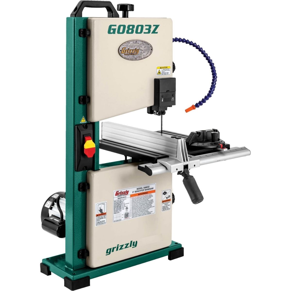 Sierra de cinta para madera 9" con guía laser y 1/3 HP Grizzly G0803Z