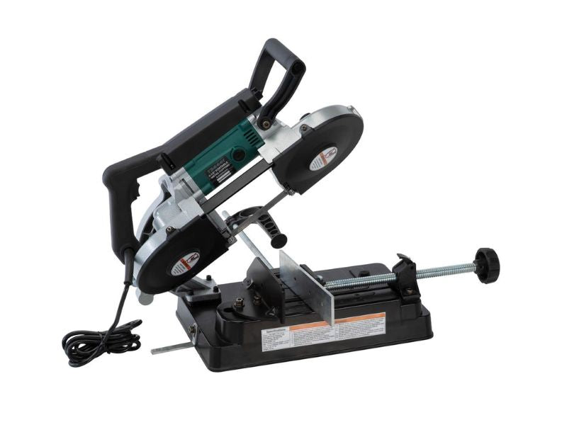 Sierra de cinta portátil para cortar metal de 4-1/2" con soporte Grizzly T34441