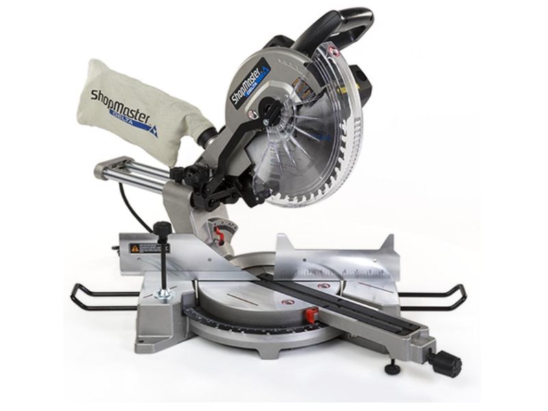Sierra de inglete deslizante de un bisel de 12" y 15 Amp con guía laser Delta Shopmaster S26-272L
