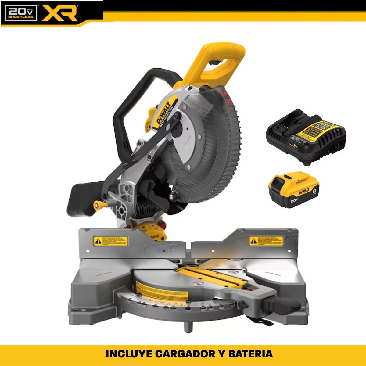 Sierra de inglete inalambrica de 10" doble bisel 20V XR Dewalt DCS714B + bateria 5AH