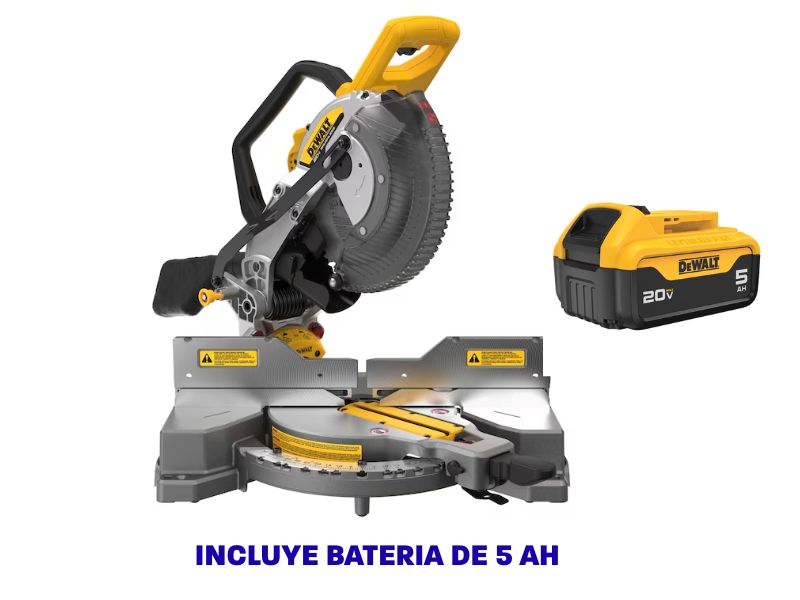 Sierra de inglete inhalambrica de 10" doble bisel 20V XR Dewalt DCS714B + bateria 5AH
