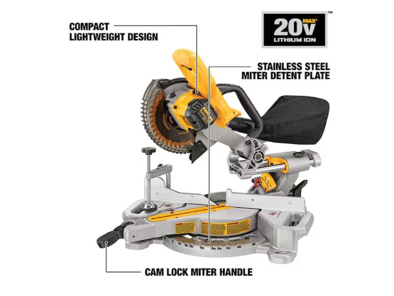 Sierra de inglete de 7-1/4" inhalambrica 20V un solo bisel dewalt DCS361B