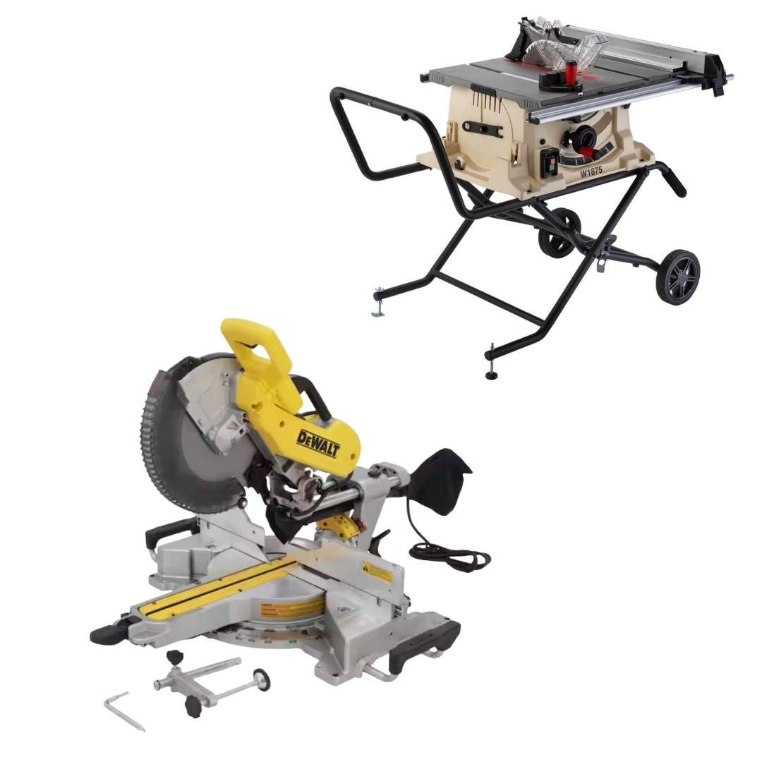 Sierra me mesa 10" y 2 hp Shop Fox W1875 + Sierra de Inglete de 12" doble bisel Dewalt DWS779