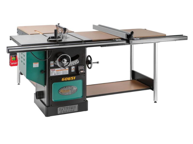 Sierra de mesa de gabinete tipo escuadradora de servicio pesado de 10" y 3 HP 220V Grizzly G0651