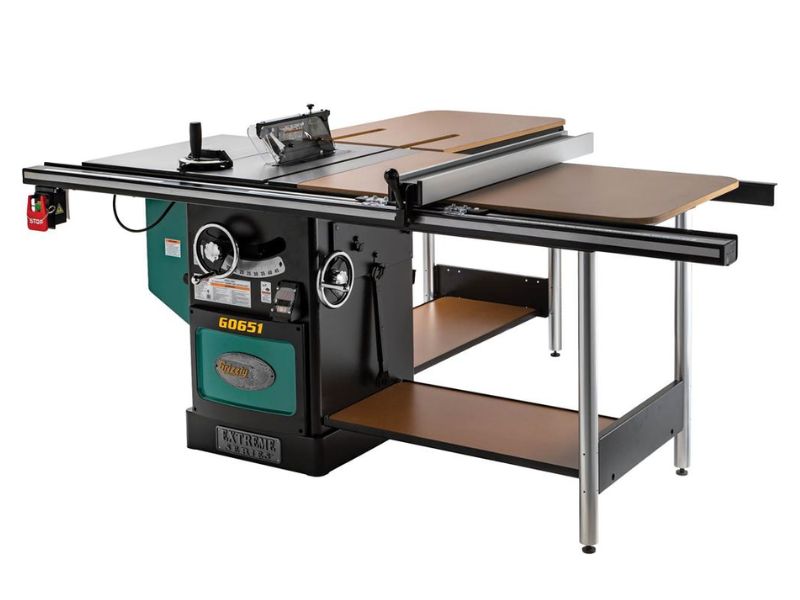 Sierra de mesa de gabinete tipo escuadradora de servicio pesado de 10" y 3 HP 220V Grizzly G0651