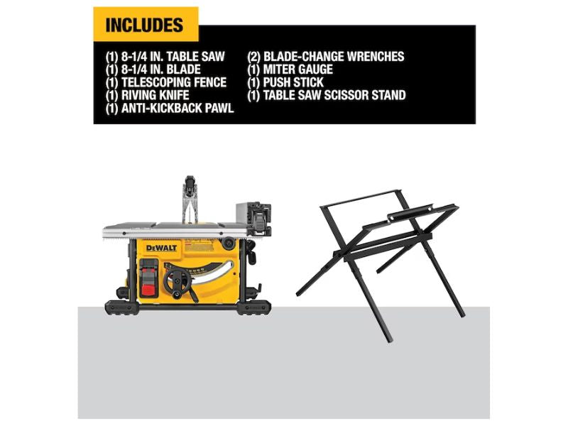 Sierra de banco de 8 1/4" y 15 amp con soporte plegable Dewalt DWE7485WS