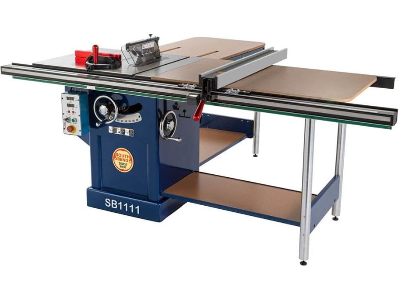 Sierra de mesa tipo escuadradora de servicio pesado de 10" con rieles de extensión y 3 HP 220V South Bend SB1111