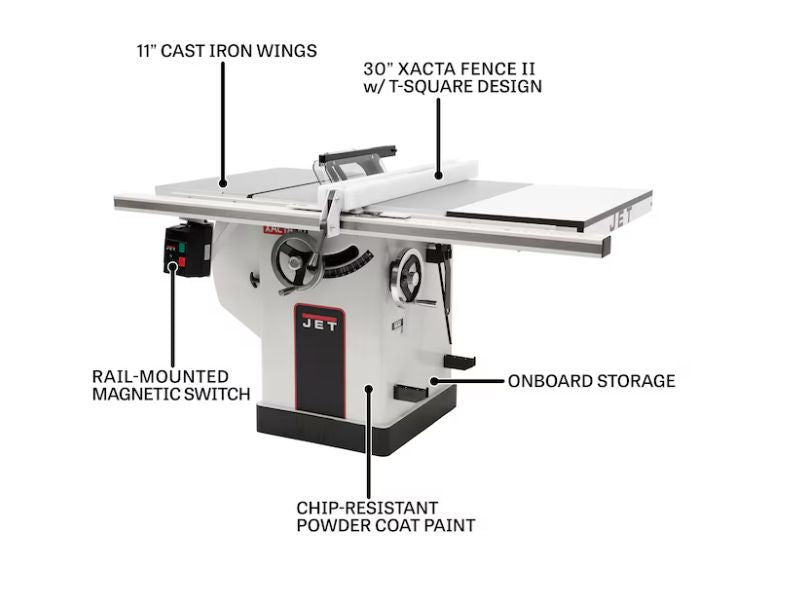 Sierra de mesa de gabinete de 10" y 3 HP JET XACTA Deluxe JT9-708674PK