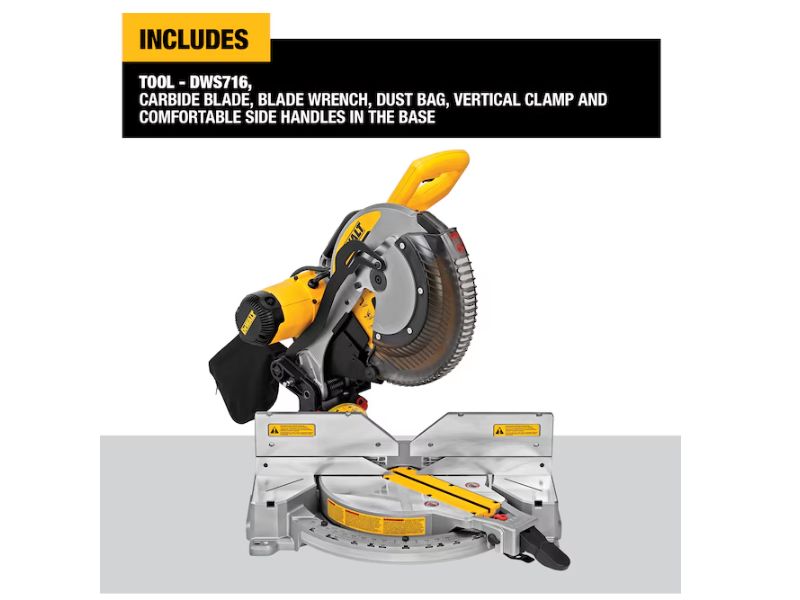 Sierra de inglete de doble bisel de 12" y 15 Amp DeWalt DWS716