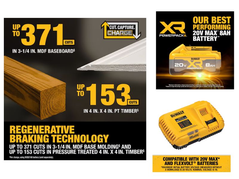 Sierra de inglete de doble bisel telescopica inhalambrica de 12" incluye cargador y pila Dewalt DCS785B