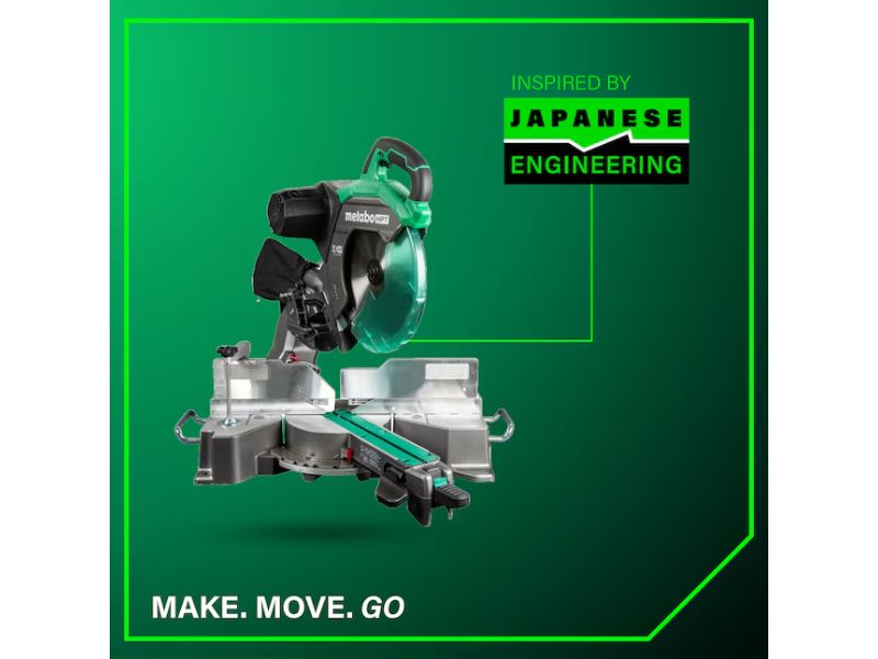 Sierra de inglete deslizante de 12" y 15 Amp doble bisel con linea de sombra Metabo HPT C12RSH3M