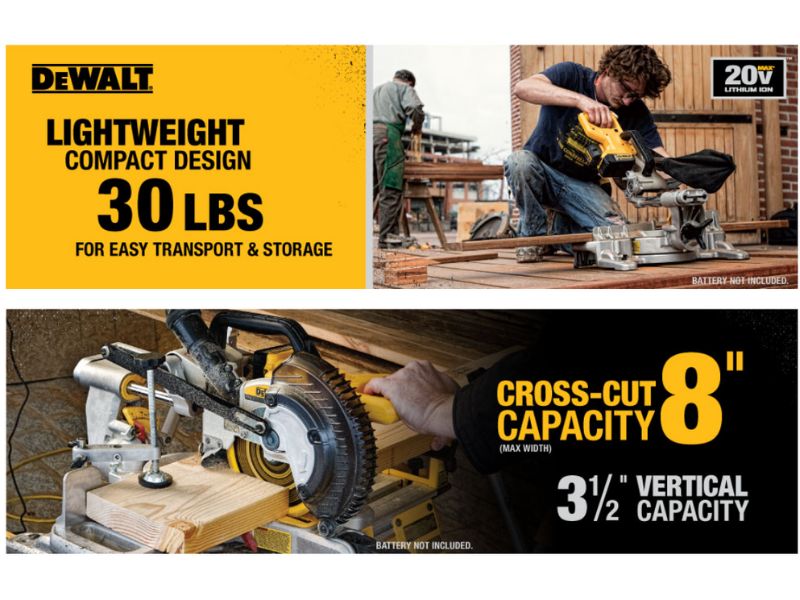 Sierra de inglete de 7-1/4" inhalambrica 20V un solo bisel dewalt DCS361B