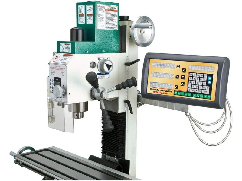 Taladro fresadora de 7" x 27" y 1 HP con soporte y lectura digital DRO Grizzly G0759