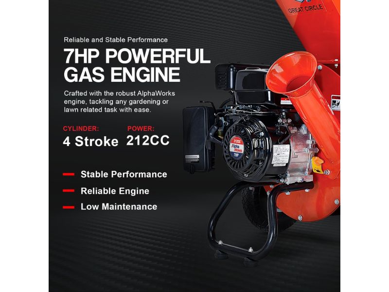 Trituradora de madera astillas ramas de servicio pesado de 7 HP 212 cc GreatCircleUSA LCE01