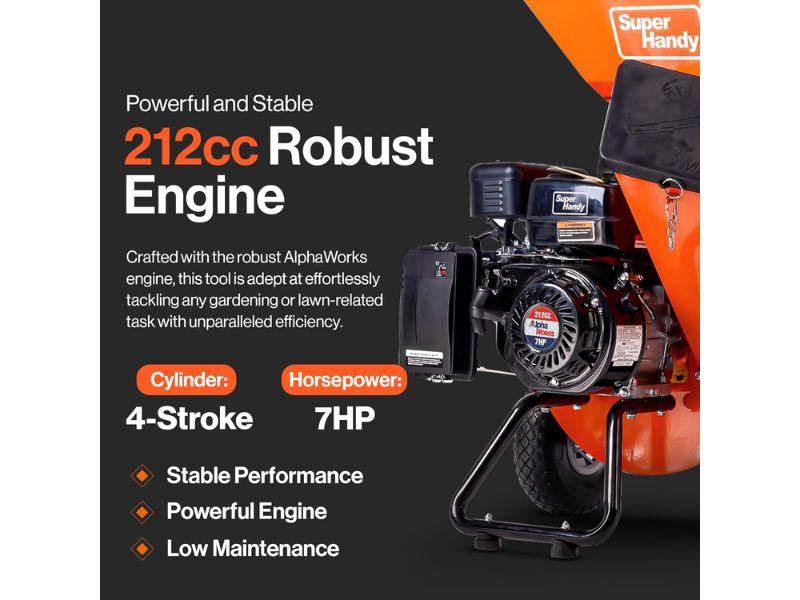 Trituradora de ramas astillas de capacidad máxima de 3" y 7 HP SuperHandy GUO019