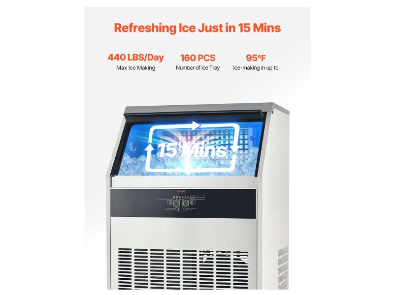 Maquina de hielo comercial de 440 lbs/200 kgs /dia Vevor SSX360V