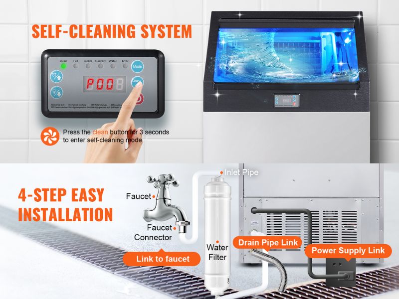 Máquina de hielo comercial 120 kg/día - 265 lbs/24 hrs Vevor LB265T