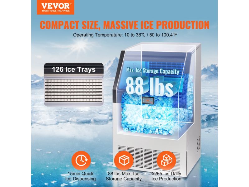 Máquina de hielo comercial 120 kg/día - 265 lbs/24 hrs Vevor LB265T