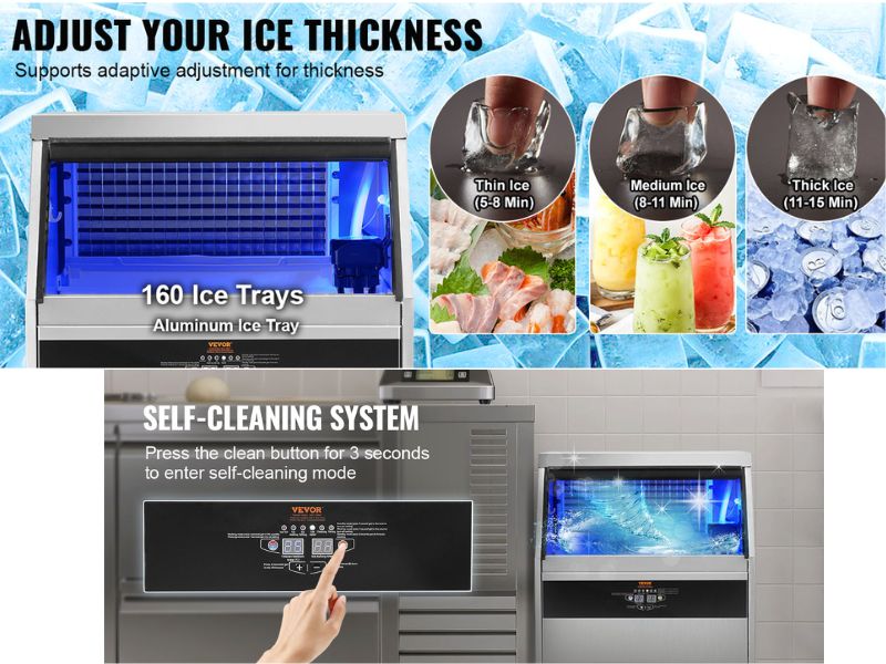 Máquina de hielo comercial de 200 kg/día - 450 lbs/24 hrs Vevor SSX440