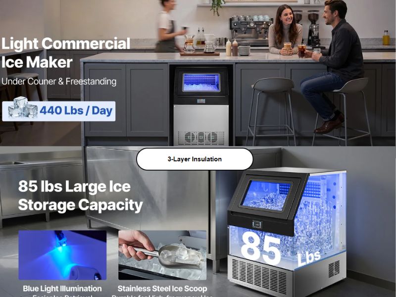 Maquina de hielo comercial de 440 lbs/200 kgs/dia Vevor