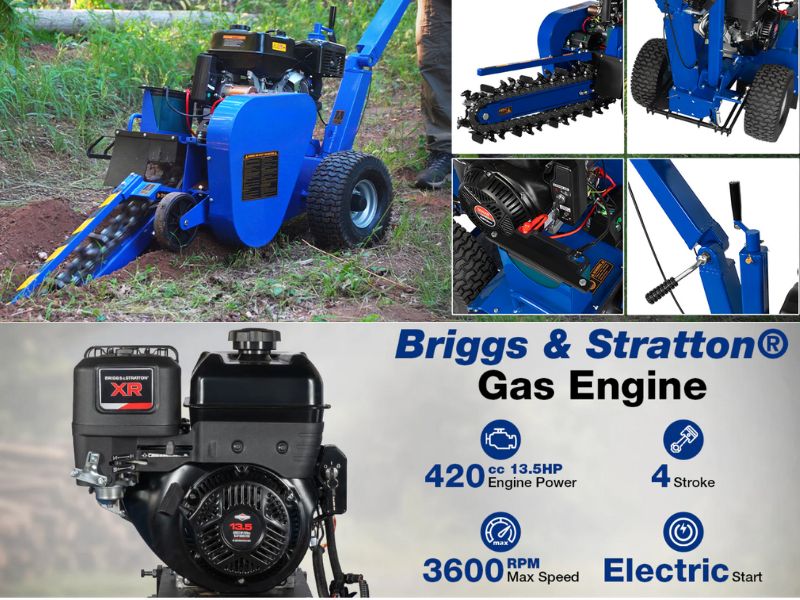 Zanjadora a gasolina de 24" con motor Briggs & Stratton 13.5 HP 420 CC Bilt Hard