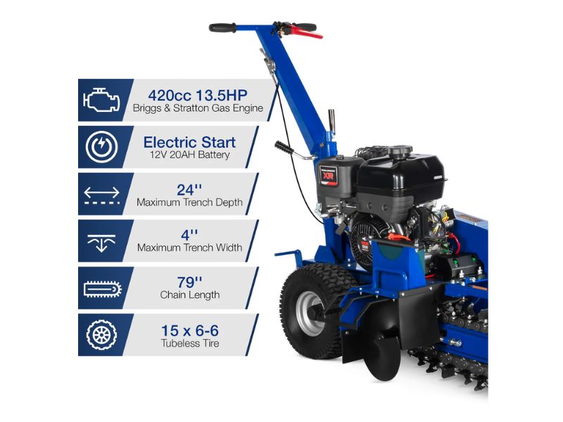 Zanjadora a gasolina de 24" con motor Briggs & Stratton 13.5 HP 420 CC Bilt Hard