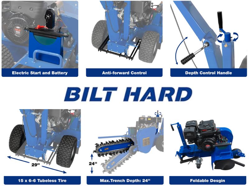 Zanjadora a gasolina de 24" con motor Briggs & Stratton 13.5 HP 420 CC Bilt Hard
