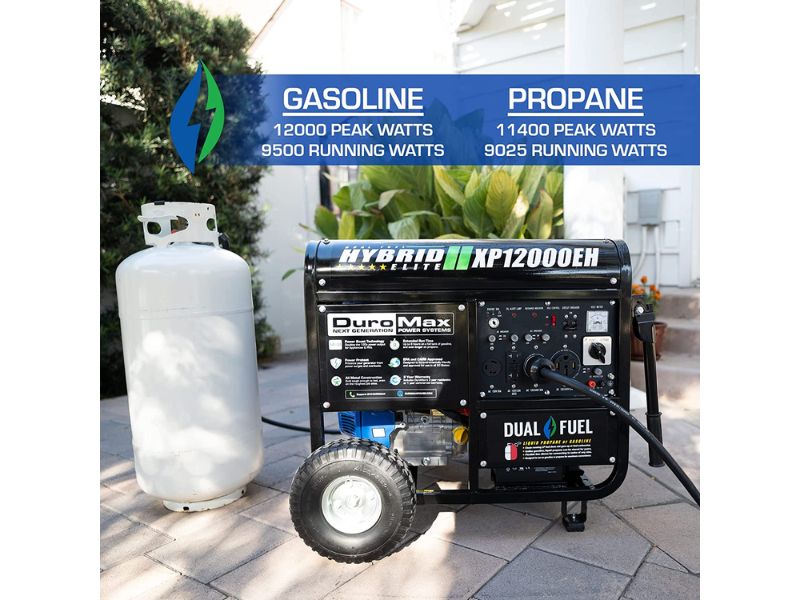 Generador dual a gasolina y gas propano de 12000 Watts - 12 Kw de DuroMax XP12000EH