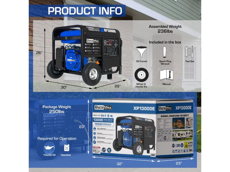 Generador portátil a gasolina de 13000 Watts - 13 Kw DuroMax XP13000E