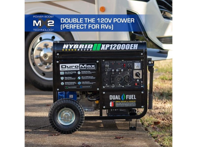 Generador dual a gasolina y gas propano de 12000 Watts - 12 Kw de DuroMax XP12000EH