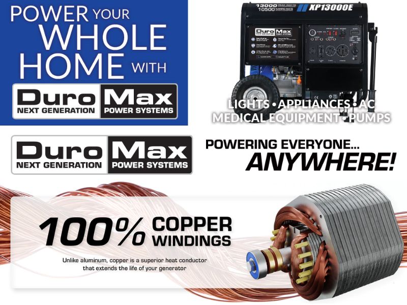 Generador portátil a gasolina de 13000 Watts - 13 Kw DuroMax XP13000E