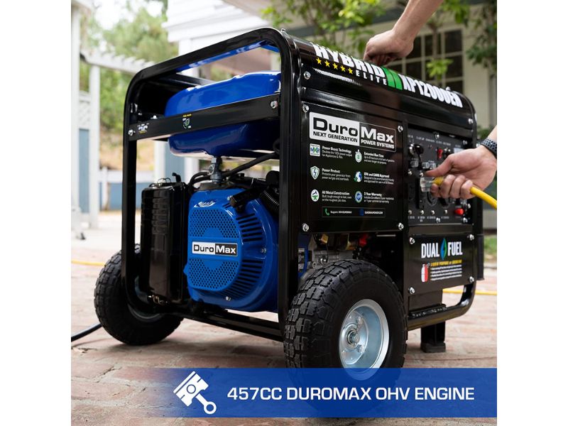 Generador dual a gasolina y gas propano de 12000 Watts - 12 Kw de DuroMax XP12000EH