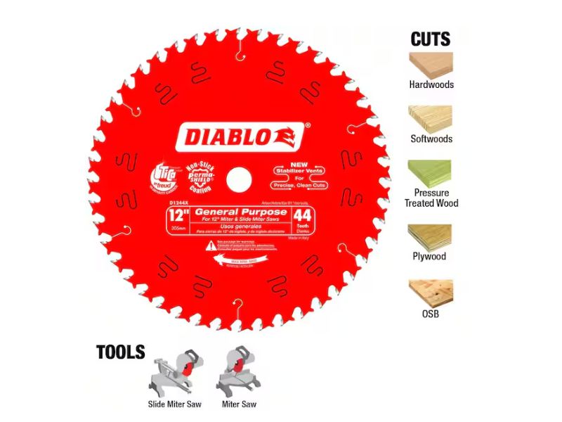 Diablo 2 discos de corte para sierra circular de uso general de 12 in x 44 dientes D124444VP