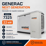 Generador de reserva para el hogar Generac Next Generation de 22000 W / 22 KW Generac 7325