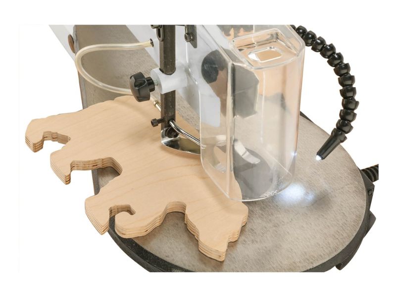 Sierra caladora de 18" con velocidad variable, luz LED y kit de herramientas rotativas Shop Fox W1870