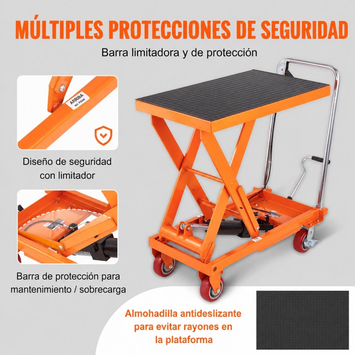 Carro con mesa elevadora hidraulica de capacidad de 1100 lbs / 500 kgs Vevor TFD50