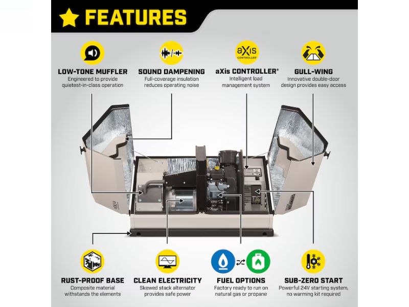 Generador de reserva a GN y GLP de 8500 Watts - 8.5 KW con interruptor de 50A Champion