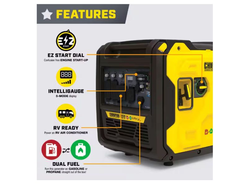 Generador inverter portatil dual gasolina/propano 6500 W Champion Power Equipment