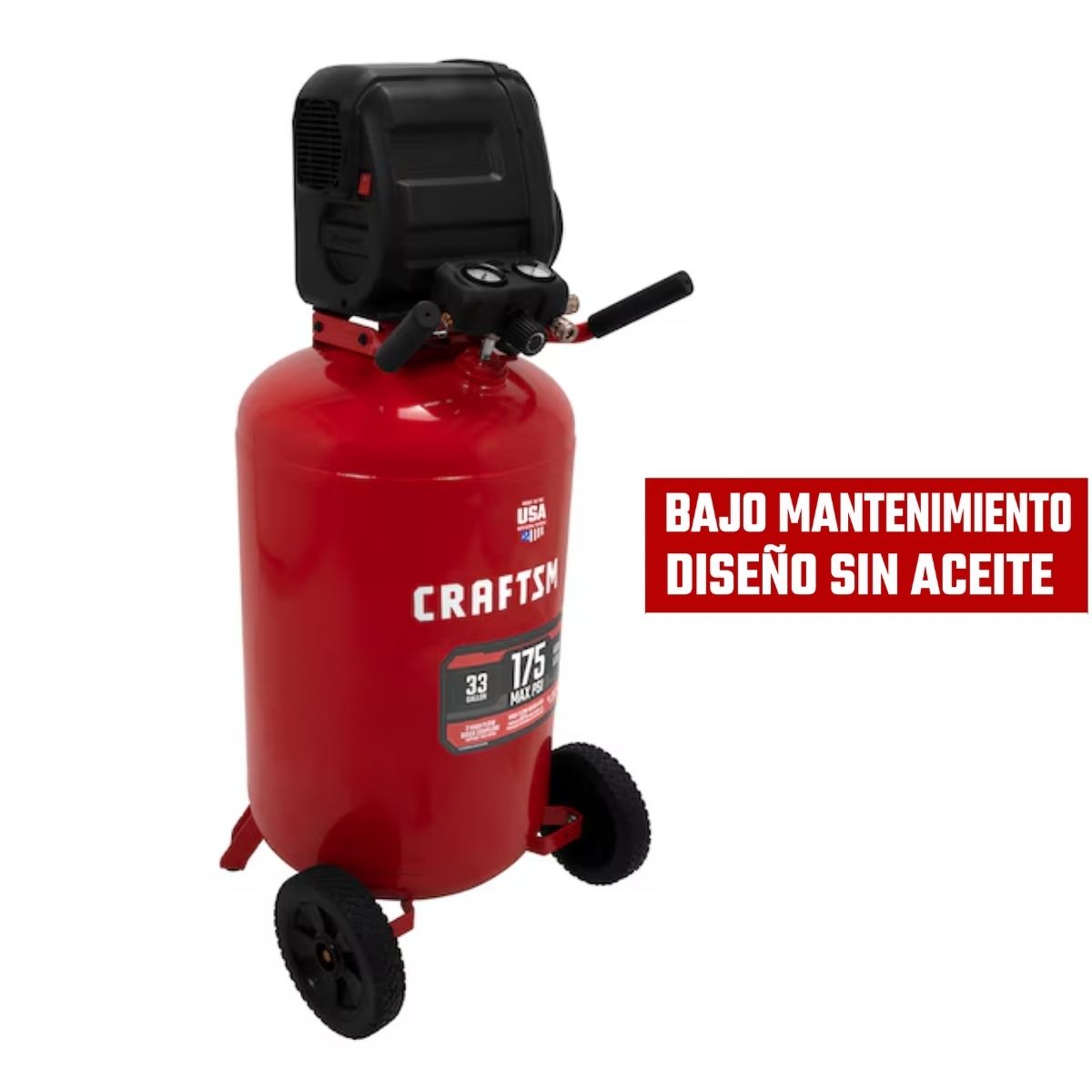Compresor de aire vertical eléctrico portátil de 33 GAL/ 125 Lt y 175 psi Craftsman CMXECXM331