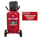 Compresor de aire vertical eléctrico portátil de 33 GAL/ 125 Lt y 175 psi Craftsman CMXECXM331