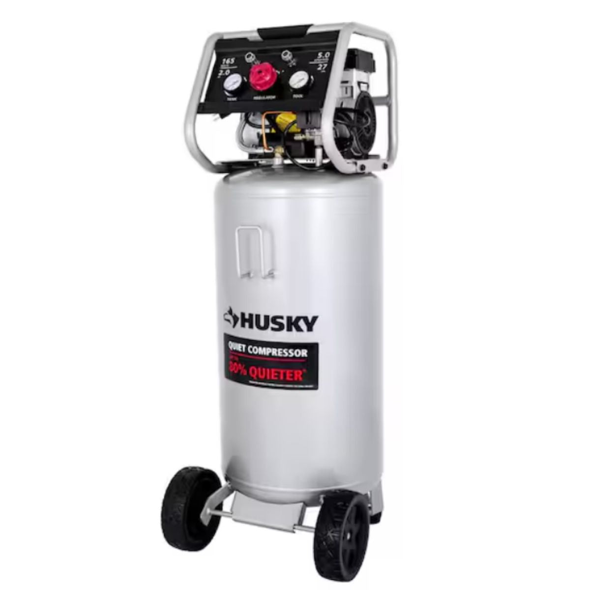 Compresor de aire vertical portatil silencioso de 27 gal y 165 Psi Husky