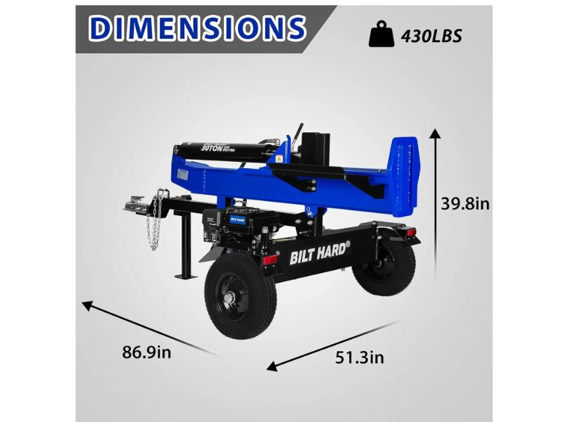 Cortadora de troncos leña de 30 Ton  con motor de 7.5 HP 223 CC Bilt Hard
