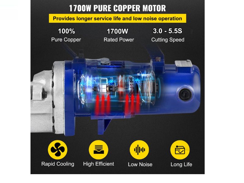 Cortadora de varilla y barras de refuerzo eléctrica portátil de 1" 25 mm VEVOR