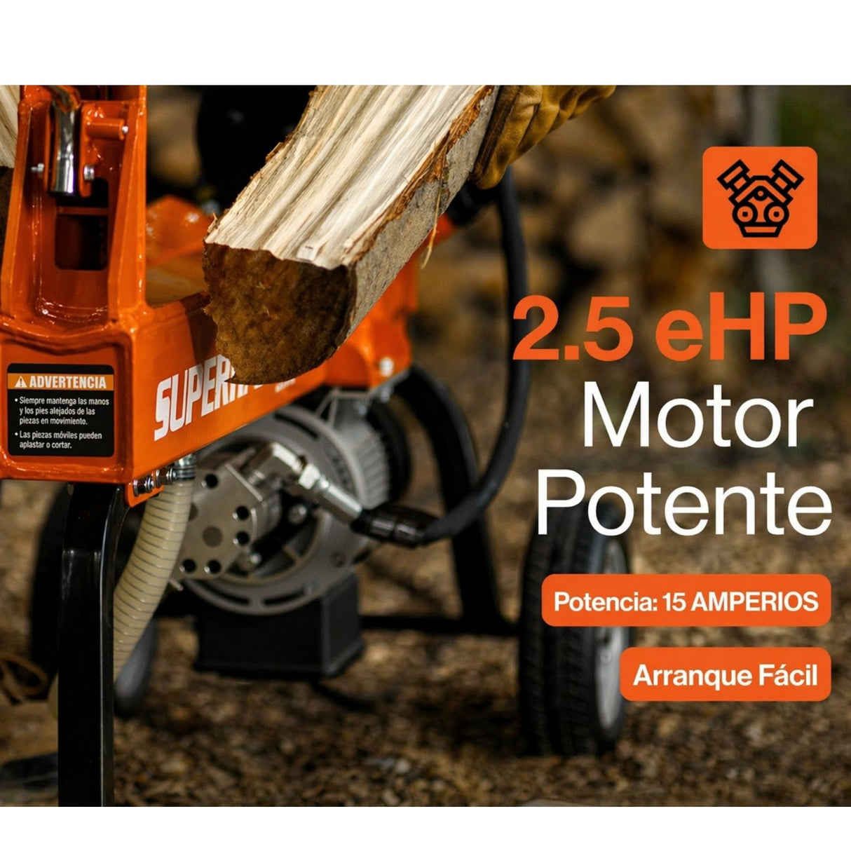 Cortadora de leña y troncos electrica de 14 ton y 2.5 hp Superhandy GUO084