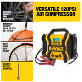 Arrancador portatil 3 en 1 de 2000 amp con compresor digital, USB y batería externa de CA Dewalt DXAEPS14