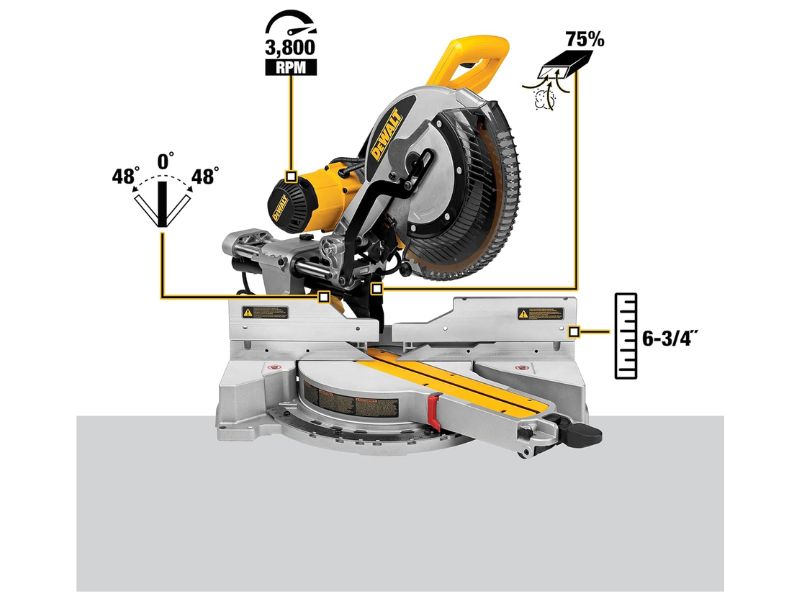 Sierra ingletadora compuesta deslizante de doble bisel de 12" DEWALT DWS779