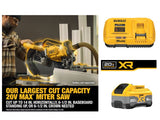 Sierra de inglete de doble bisel telescopica inhalambrica de 12" incluye cargador y pila Dewalt DCS785B