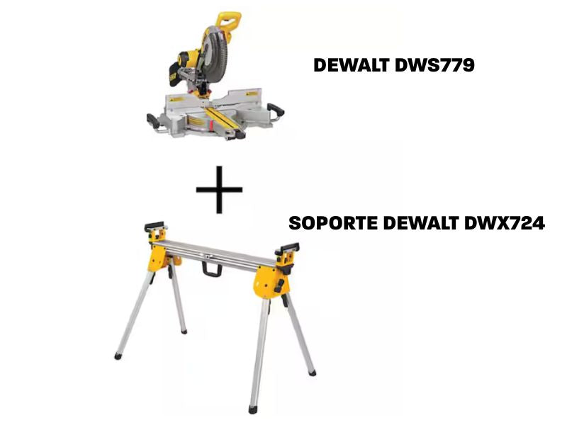 Sierra de inglete de 12" doble bisel Dewalt DWS779 + Soporte Dewalt DWX724