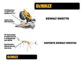 Sierra de inglete de 12" doble bisel Dewalt DWS779 + Soporte Dewalt DWX724