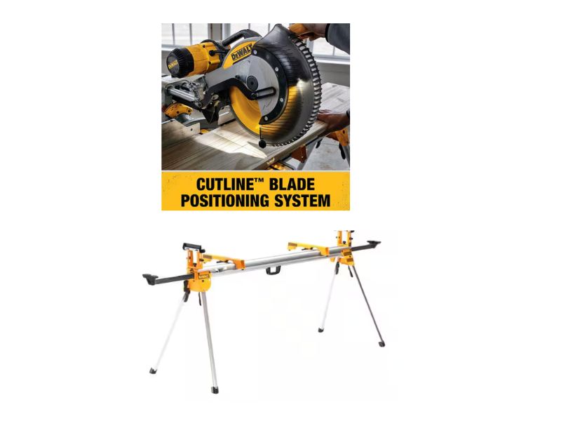 Sierra de inglete telescopica 12" doble bisel con luz de linea de corte DWS780 + soporte dewalt DWX723